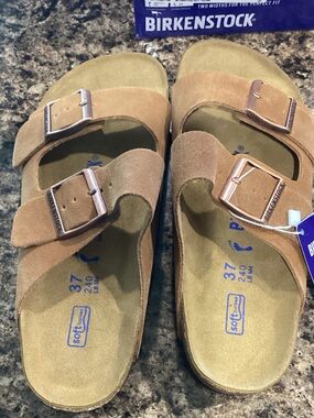 Birkenstock Brown Suede Two-Strap Sandals with Buckles MINK